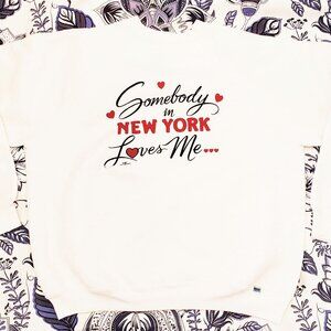 80s Vintage Discus Unisex Souvenir Sweatshirt Love New York White 50/50 L